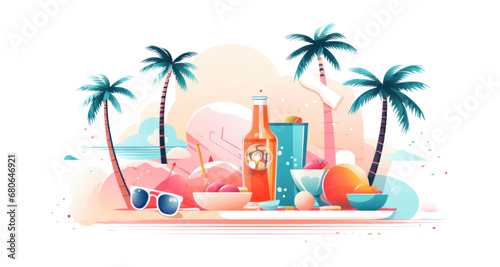 Tropical Spring Break Concept on Transparent