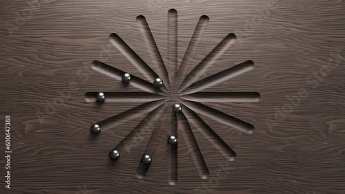 Optical Illusion Of Balls Traveling In A Straight Line Creating A Circle Looping Background 4K