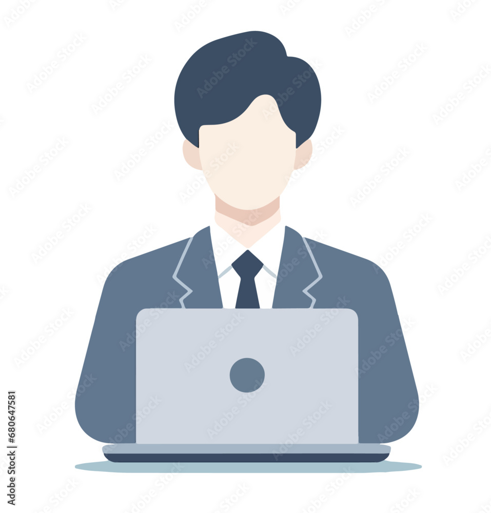 businessman vector illustration flat vector designs set characters working on laptop