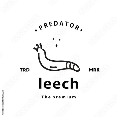 vintage retro hipster leech logo vector outline monoline art icon