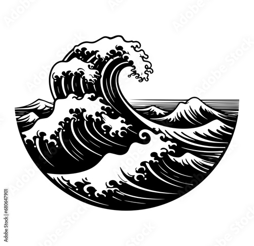 Waves pattern. Classic japanese waves in vector design, color can change. easily adjustable vector for posters aand prints
