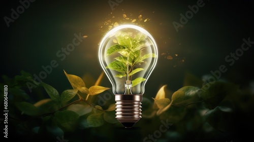 Eco-Friendly Lightbulb with Plant