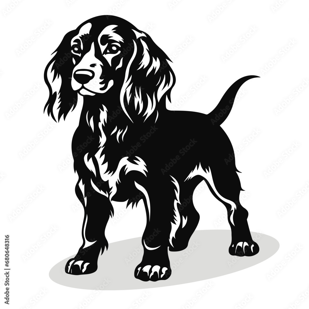 Irish Setter silhouettes and icons. black flat color simple elegant Irish Setter animal vector and illustration.