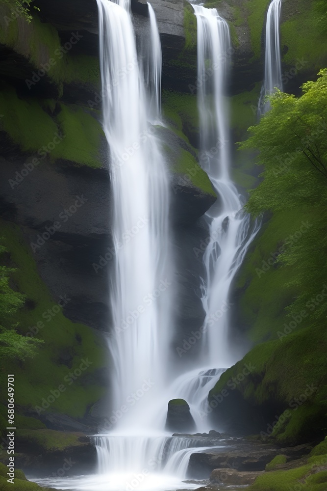 Obraz premium Waterfall. New Zealand, North Island, Waikato, Waiau, waterfall scenery. Beautiful torrent of skogafoss