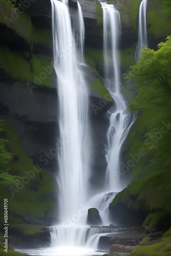 Waterfall. New Zealand  North Island  Waikato  Waiau  waterfall scenery. Beautiful torrent of skogafoss