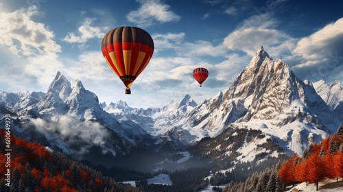 air balloon in the mountains