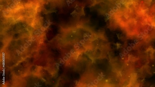 Intense red hellish vapour with fire sparks rising