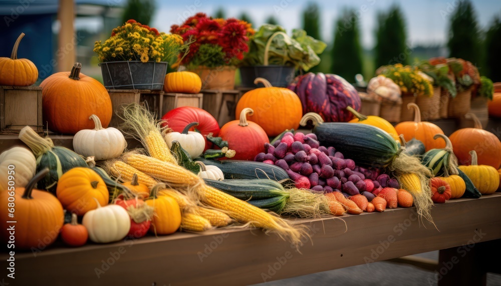 A Bounty of Fresh Harvest: A Colorful Array of Vegetables on a Wooden Table A Bounty of Fresh Harvest: A Colorful Array of Vegetables on a Wooden Table
