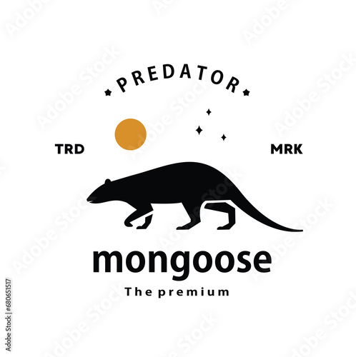 vintage retro hipster mongoose logo vector silhouette art icon