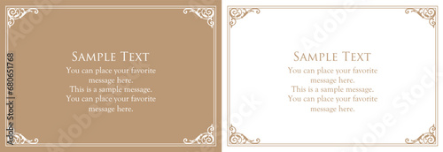 ゴールドのフレームデザイン。アンティークやヴィンテージスタイルの装飾。見出しや罫線のデザインセット