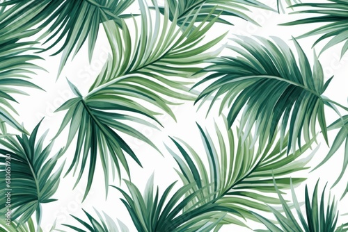 Abstract pattern with green tropical palm leaves