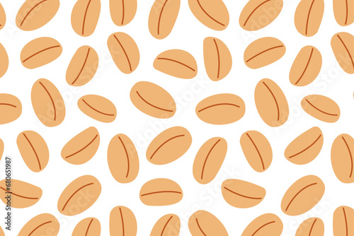Oats vector seamless pattern. Cereal grains isolated on white background. Muesli or oat milk. Healthy vegan food wallpaper. 