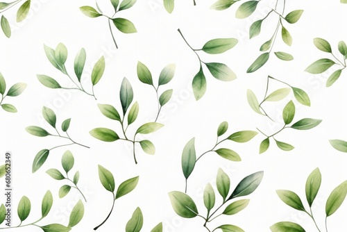 Abstract pattern background with green tree leaves. Watercolor style © happy_finch