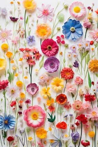 Wallpaper Mural Beautiful abstract assorted pressed multicolored flowers. Seamless floral pattern on a plain background. Great as vectors, wallpaper or background. Generative AI, AI Torontodigital.ca