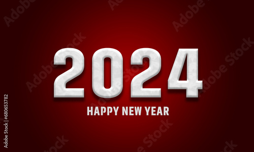2024 new year celebration card design with crimson gradient background fashion style (happy new year 2024)