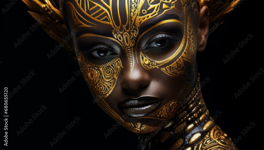 The Mysterious Woman with a Gold and Black Mask