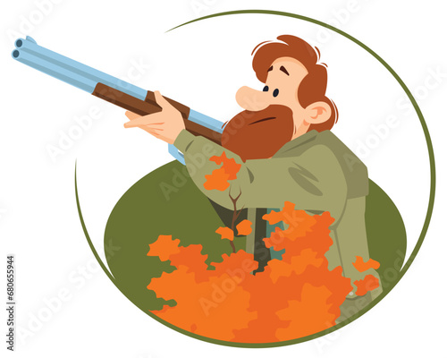 Hunter on hunt. Illustration for internet and mobile website.