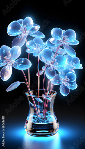 Orchid neon dark background generative ai