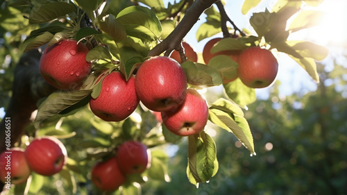 Fruit farm with apple trees