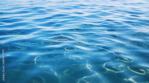 Beautiful light reflections in a crystal clear transparent water surface in a blue hue is a beautiful background photo