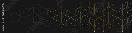 The graphic design elements with isometric shape golden blocks. Illustration of abstract geometric background for a banner template or header design