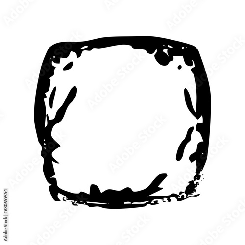 Black square ink spot. Paint splat.