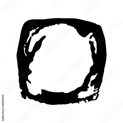 Black square ink spot. Paint splat.