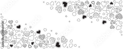 Vector background with hearts on white background. Modern hand drawn design for valentine's day, mother's day or love concepts