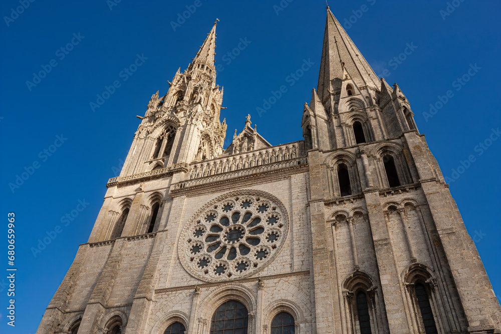 Close up of the Chartres cathedral