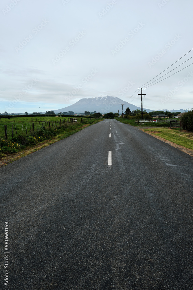 road to the Taranaki volcano in New Zealand
