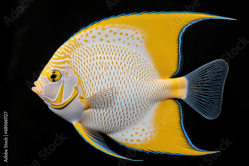 The serene beauty of angelfish gliding gracefully in front of the swaying sea anemones, with their striking patterns and graceful movements, presents a tranquil and aquatic-filled sight. Observing the