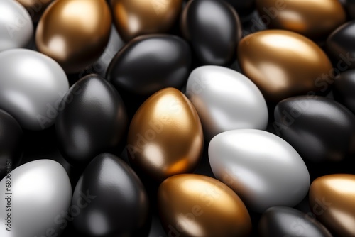 Gold  silver and black Easter eggs