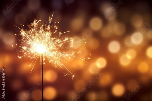 Burning sparkler with bokeh light background