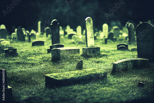 Tombstones on a graveyard, Close-up