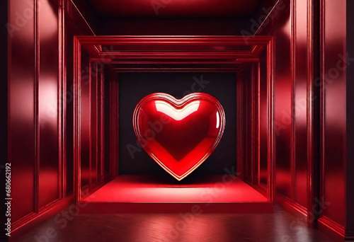 red heart shape in minimal style