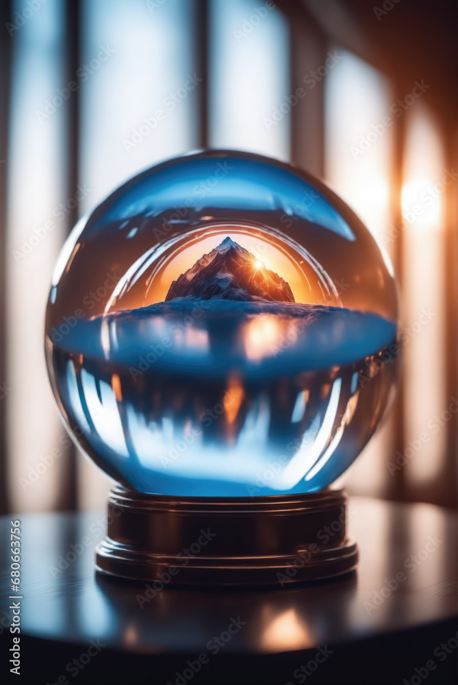 Sunrise Mountain Reflected in Crystal Sphere Sunrise Mountain Reflected in Crystal Sphere