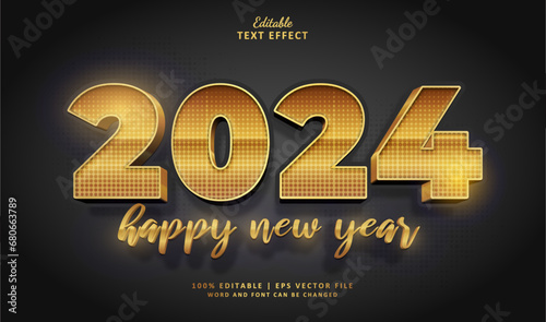 2024 new year text effect. Editable text effect style luxury gold 3d.