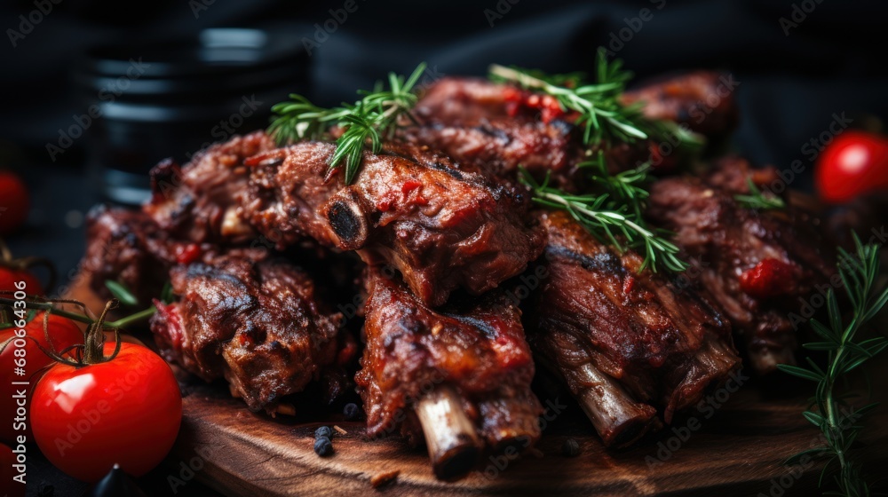 Meat on the wooden table UHD wallpaper