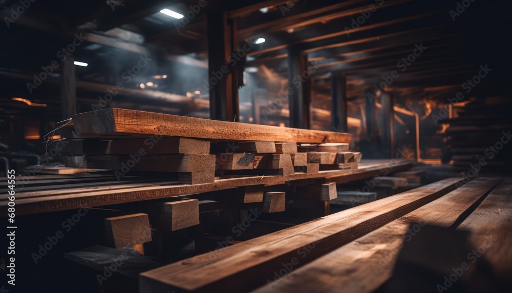 A Tower of Timber on a Rustic Wooden Floor A Tower of Timber on a Rustic Wooden Floor