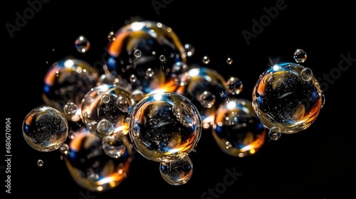 Foam from soap bubbles on a black background. 3d rendering