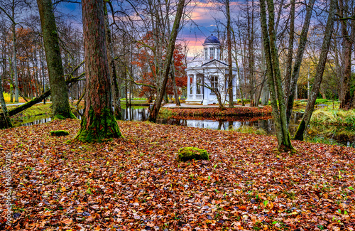 Late autumn colors in old public park