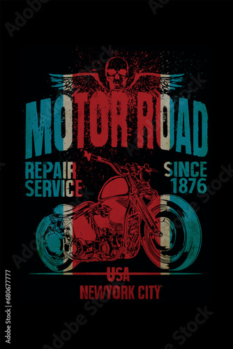 vintage motorcycle t-shirt design. Motorcycle service and racing vector t-shirt design