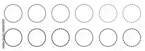 Round dotted set circle, dotted line circle frame collection - stock vector