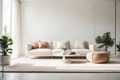 White wall living room have sofa and decoration,3d rendering. generated Leonardo Ai