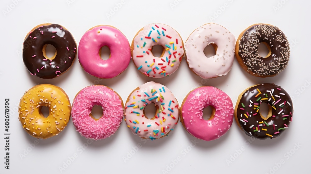 donuts set on white background. donuts set on white background.