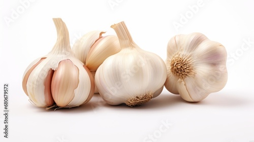 garlic on white background.