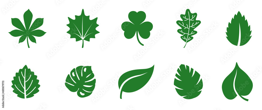 Leaf icons set ecology nature element, green leafs, environment and nature eco sign. Leaves on white background – vector for stock Leaf icons set ecology nature element, green leafs, environment and nature eco sign. Leaves on white background – vector for stock