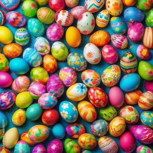 Eggstraordinary Easter Elegance: Transform Your Space with Vibrant Easter Egg Wallpaper! Illustration, 3D Render, Background, Pattern