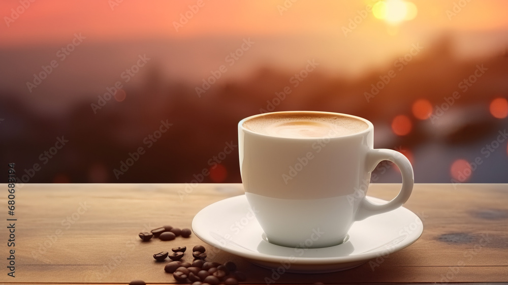 Cup of coffee on the table. AI Generative. Cup of coffee on the table. AI Generative.
