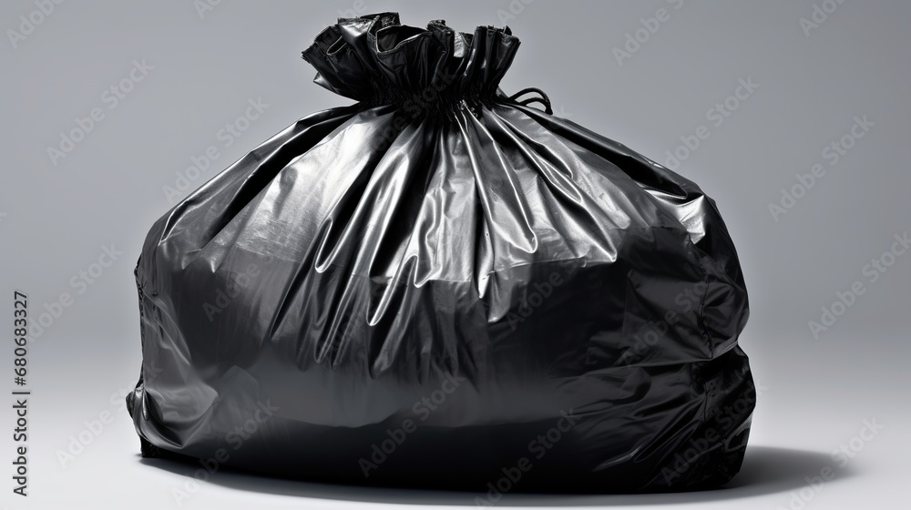 Black garbage bag isolated on a white background. 3d rendering